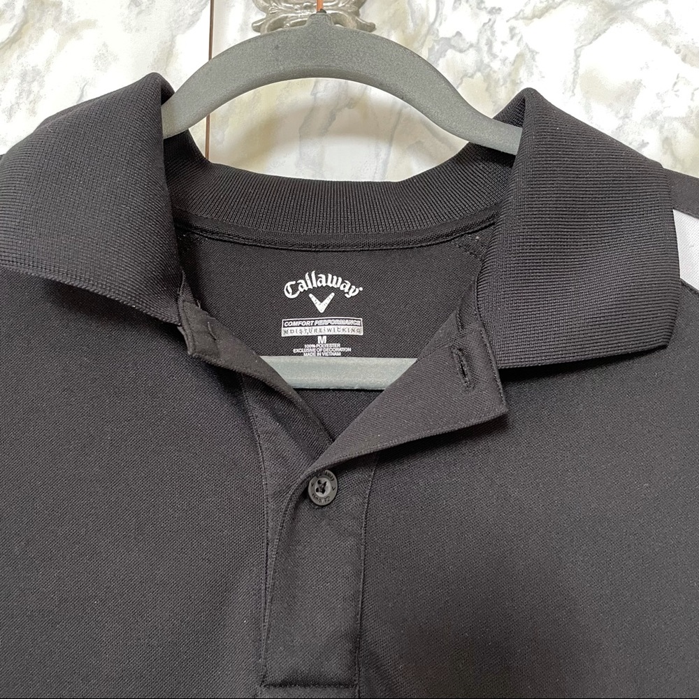 Callaway men’s golf shirt polo black white medium short sleeve moisture wicking - Picture 3 of 5